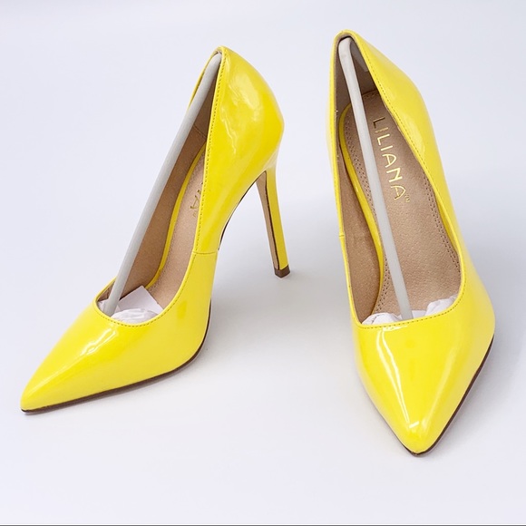 Women Yellow patent Pointy Toe Stiletto High Heel - Picture 7 of 7